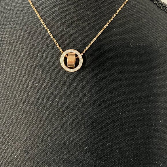 Swarovski Double Loop Rose Gold 16"  Necklace - 0226 - Picture 2 of 5